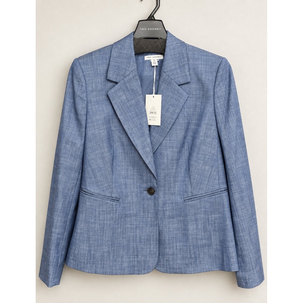 Free Assembly Womens Single Breasted Blazer Sky Blue Size S 4-6